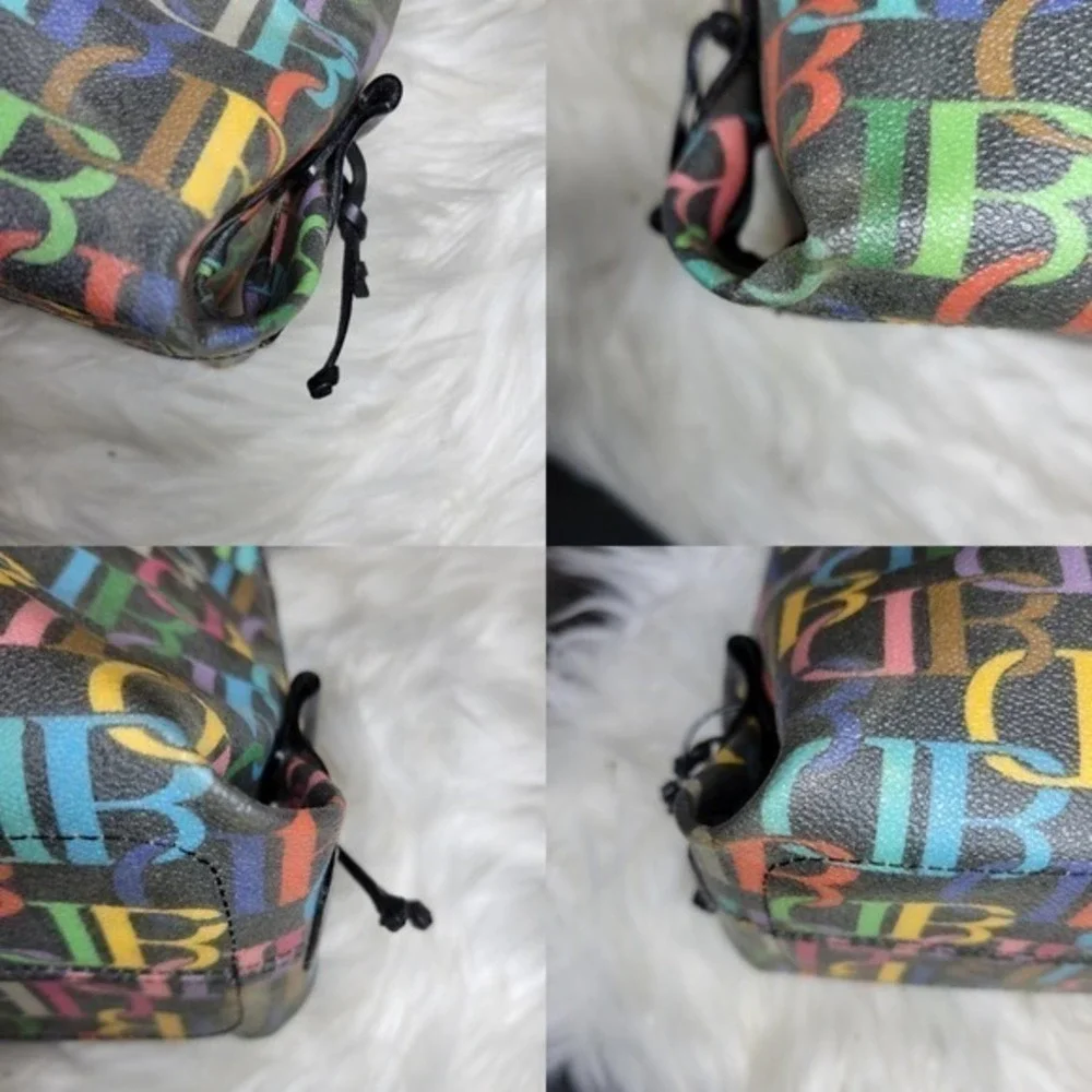 Vintage Dooney & Bourke Black Rainbow Zip Tassel Tote